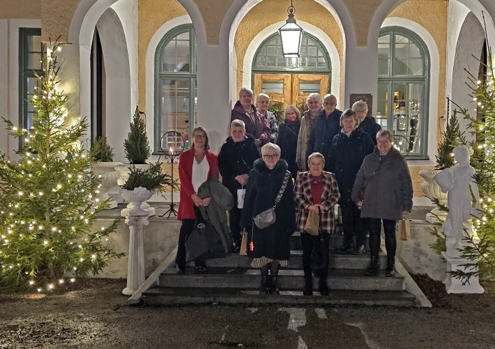 Grupp samlade på en trappa som arbetar som frivilliga Träffpunkterna I norrtälje kommun