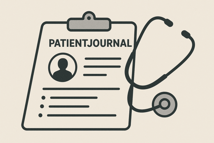 Illustration av en patientjournal och ett stetoskop