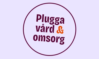 Dekorativ bild med texten Plugga vård och omsorg